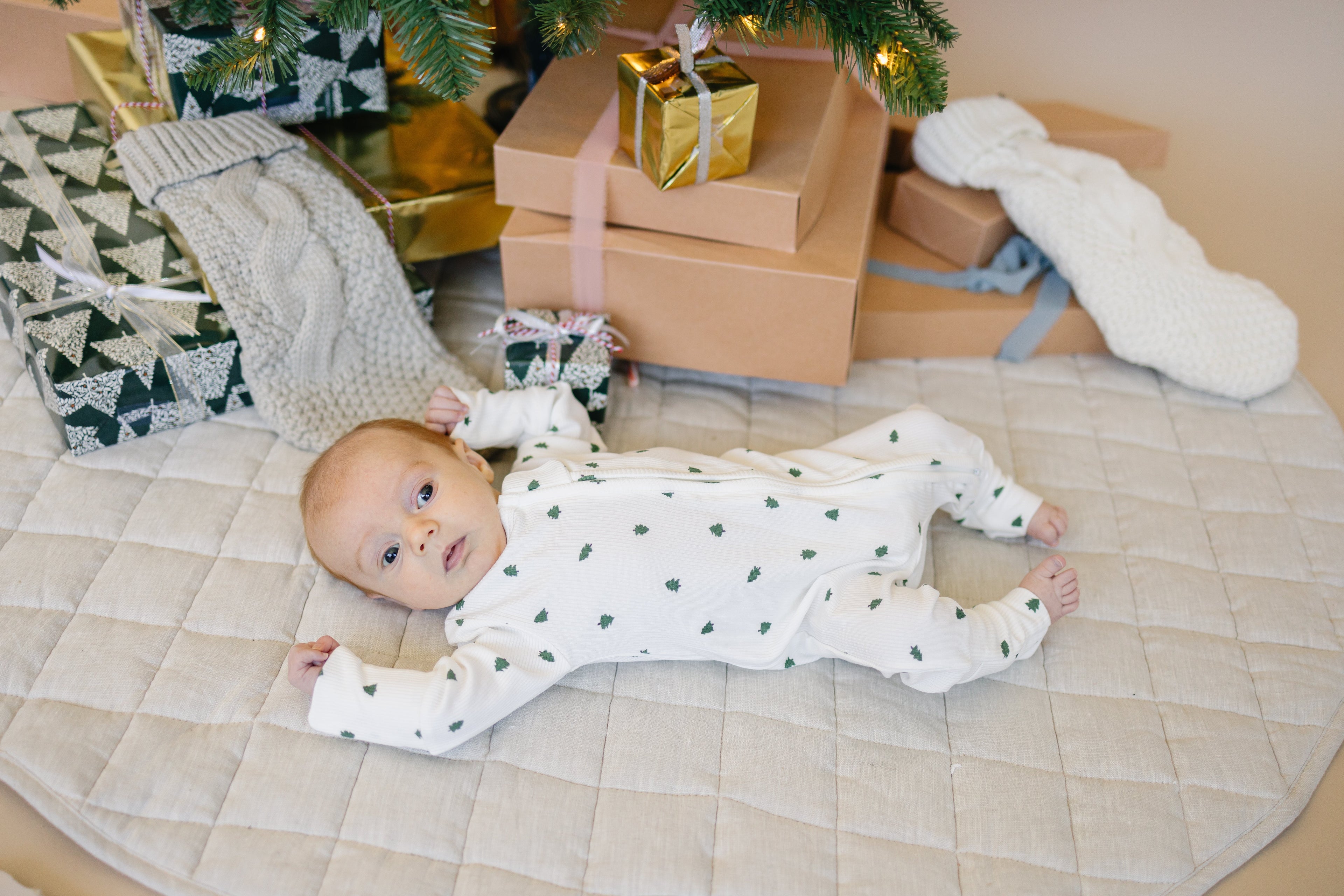 Tiny Trees Ribbed Bamboo Zippy Pajamas